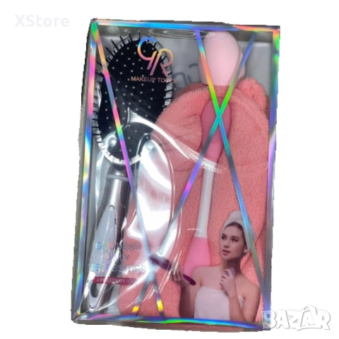 Комплект за красота четка за коса, гъба, кърпа за коса + четка за баня, снимка 2 - Други - 52508362