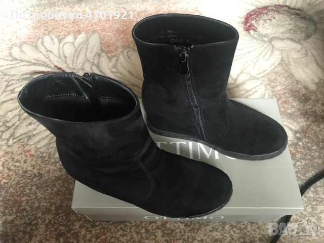 Черни велурени боти на платформа, снимка 7 - Дамски боти - 53042186