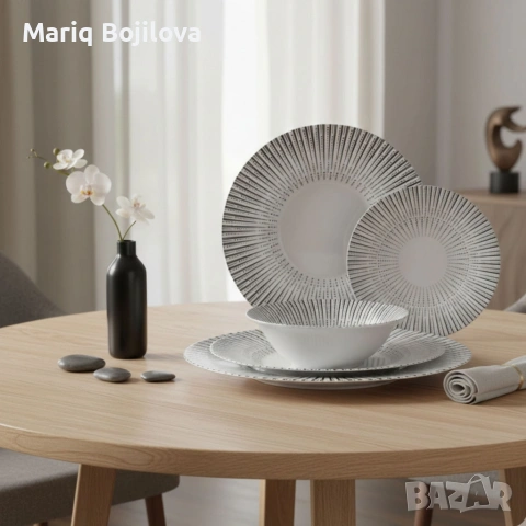 Комплект чинии 24 части с геометричен дизайн – Елегантност за всяка трапеза, снимка 9 - Други - 53269523
