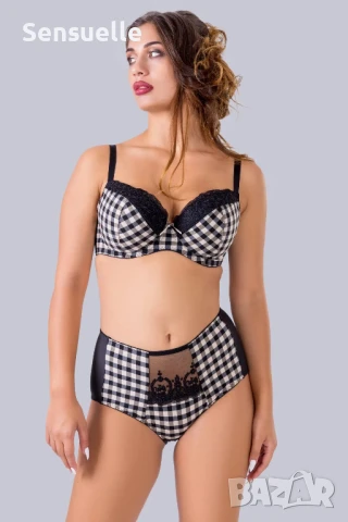 Дантелен сутиен за среден и голям бюст в бяло и черно VB002, снимка 1