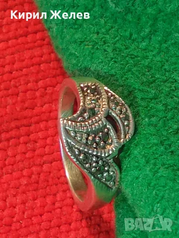 СКЪПЕЦЕНЕН МАРКАЗИТЕН СРЕБЪРЕН ПРЪСТЕН СРЕБРО 925 РЪЧНА ЮВЕЛИРНА ИЗРАБОТКА 47959, снимка 13 - Пръстени - 50115972