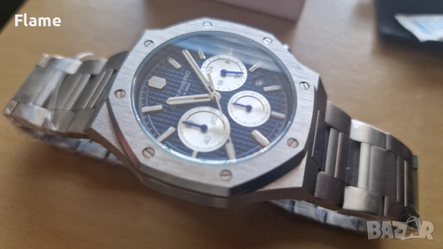 Чисто Нов Sapphero Royal Oak мъжки водоустойчив изчистен и стилен хронограф часовник, снимка 7 - Мъжки - 51239178
