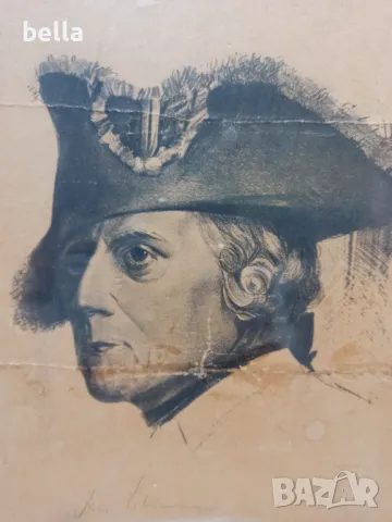 Стара  картина на Фредерик Велики, подписана , немски художник импресионист и илюстратор подписана  , снимка 6 - Антикварни и старинни предмети - 49855570