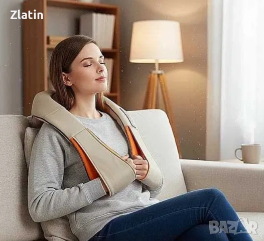 Шиацу масажор, Затопляща функция, 12V/220V, Бежов, снимка 2 - Масажори - 53918508