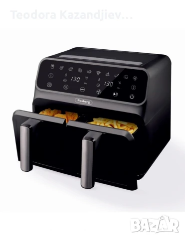 Фритюрник AirFryer Rosberg Premium, 1700W, 2съда x 4л., снимка 4 - Фритюрници - 50628106