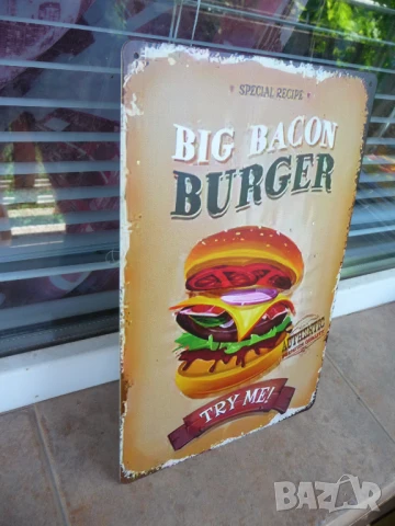 Метална табела храна big burger бургер fast food вкусни бекоn Опитай, снимка 2 - Рекламни табели - 50894340