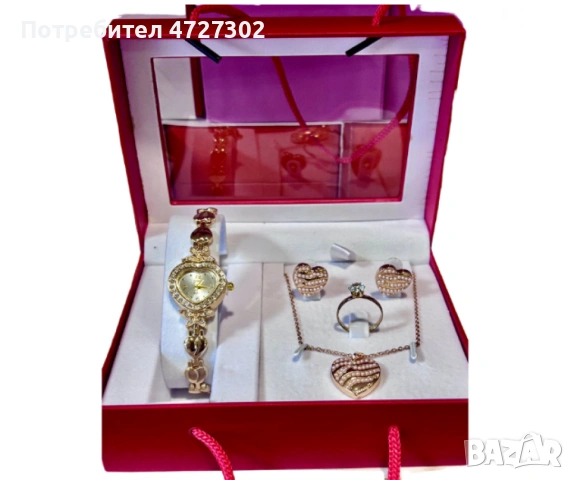 Луксозен дамски комплект часовник с бижута 4в1, идеалният подарък за изискани дами, снимка 3 - Бижутерийни комплекти - 53617250