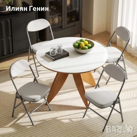 Комплект от 4 тапицирани сгъваеми стола, снимка 6 - Столове - 52578371