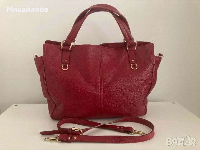 Червена кожена чанта на Musette, снимка 1 - Чанти - 45842132