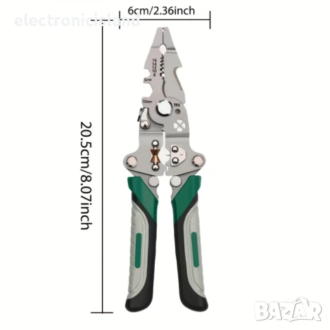 12 в 1 Сгъваеми клещи, мултифунционален инструмент за оголване на кабели, рязане, кримпване, снимка 2 - Клещи - 50750292