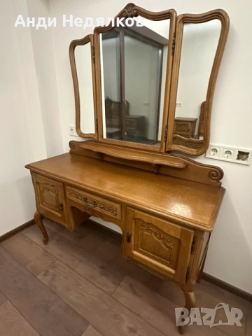 Kомплект масивни дъбови мебели за спалня стил Louis XV, снимка 4 - Спални и легла - 53137244