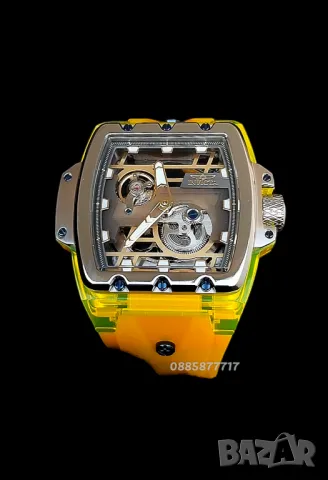 нов часовник INVICTA Skeleton automatic Yellow, Инвикта нов , снимка 9 - Мъжки - 48642841