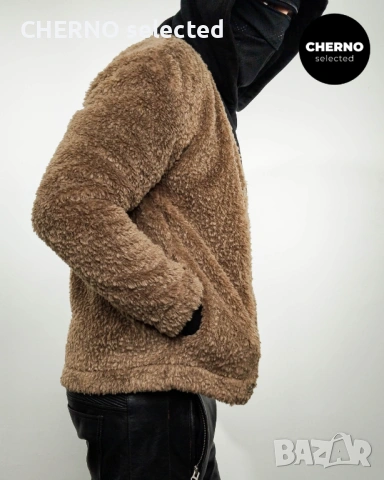  Мъжко кафяво поларено • шерпа флийс яке WEEKDAY Cody pile fleece cardigan – размер M•L, снимка 8 - Якета - 53905184