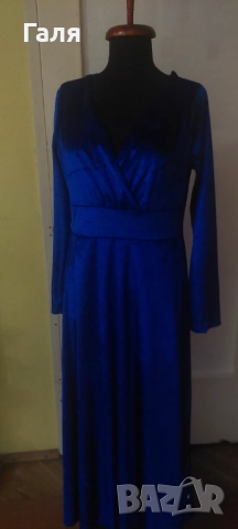 Не активирай!   Дълга рокля кадифе/плюш кралско синьо размер М/Л