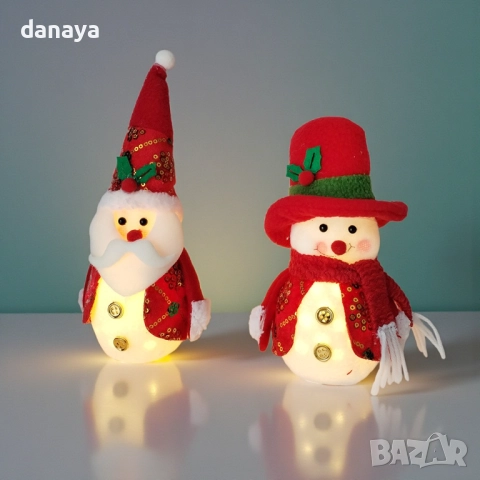 6200 Светеща коледна фигурка Дядо Коледа и Снежен човек, снимка 3 - Декорация за дома - 52393060