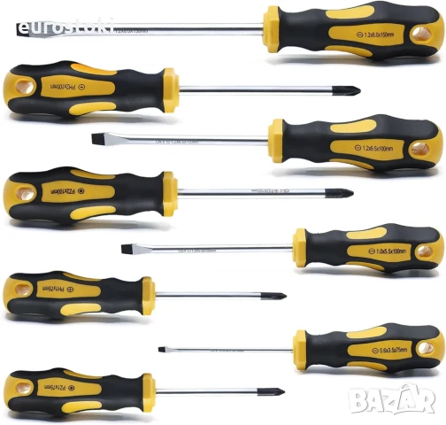 CCLIFE Комплект магнитни отвертки от 8 части с плоски, Pozidriv и Phillips CR-V отвертки с куфар , снимка 4 - Куфари с инструменти - 51076006