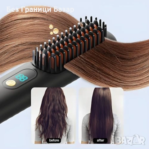 Нова Четка за изправяне на коса 4 степени отрицателни йони 2500mAh батерия, снимка 7 - Други - 53835877