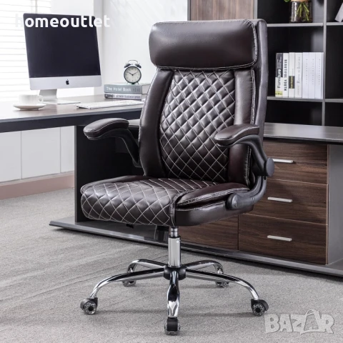 ПРОМОЦИЯ Ергономичен офис стол с ретро дизайн WOTSTA BHEU-937-BROWN, снимка 2 - Столове - 51141133