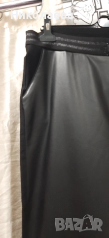 Ефектен Макси Кожен Панталон в черно-размери50,52,54!, снимка 4 - Панталони - 52377600