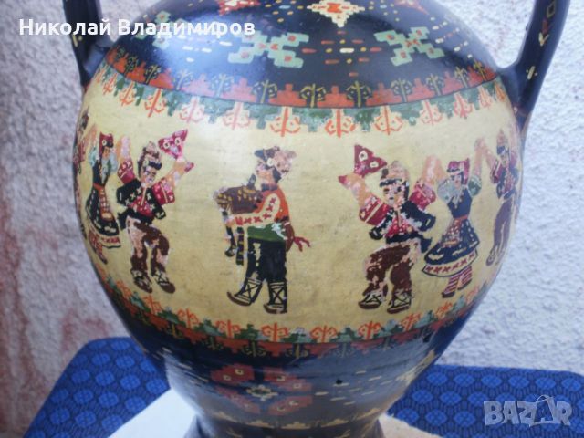 Българска рисувана стара ваза оригинални рисунки, снимка 3 - Антикварни и старинни предмети - 45991035