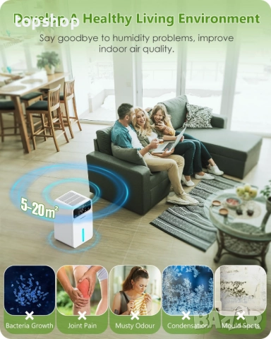 Нов Влагоабсорбатор с 30dB тиха работа/автоматично изключване/12-часов таймер/7 LED светлини..., снимка 4 - Влагоабсорбатори и влагоуловители - 52470040