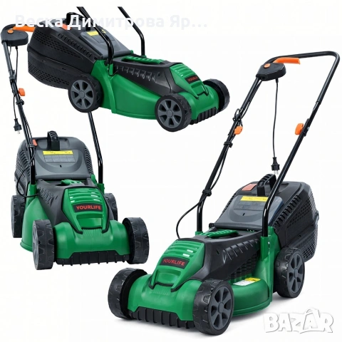 Електрическа косачка за трева 1600W – Лека и мощна, 32 см ширина, 30L кош, снимка 7 - Градинска техника - 53932960