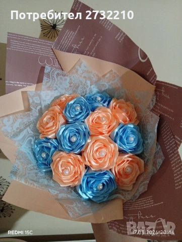 Ръчно изработени букети , снимка 2 - Изкуствени цветя - 53924320