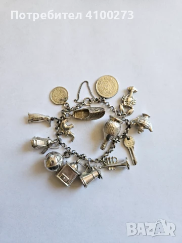 СРЕБЪРНА ГРИВНА С ТАЛИСМАНИ - .835 сребро - 2 броя, снимка 4 - Гривни - 51159793