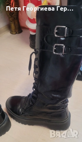 Високи ботуши на Dasha от естествен лак, снимка 5 - Дамски ботуши - 53071366