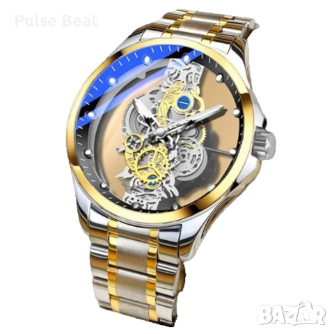 Мъжки кварцов часовник T i o n g с прозрачно покритие - Водоустойчив, снимка 5 - Мъжки - 52055294