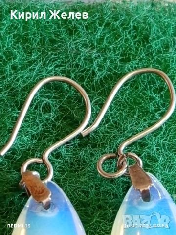 Елегантни сребърни обеци с ЛУНЕН КАМЪК ефектни уникално красиви 49507, снимка 3 - Обеци - 53777659