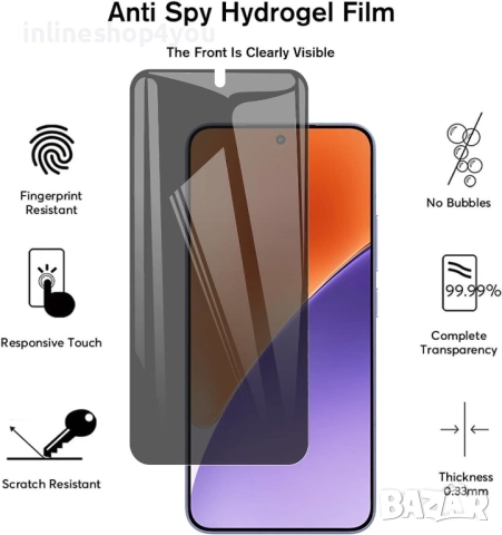 Матов Privacy Хидрогел Протектор за Дисплей за Xiaomi 15, снимка 5 - Фолия, протектори - 51461973