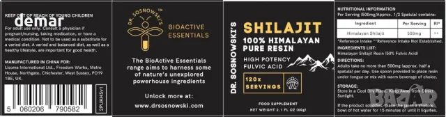 Биоактивна смола Shilajit на Dr. Sosnowski 60 гр, 120 порции, 100% чиста хималайска смола, снимка 7 - Хранителни добавки - 48990728