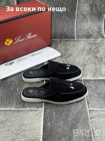 Loro Piana Дамски Черни Затворени Чехли Естествен Велур Лоро Пиана Код E640, снимка 2 - Чехли - 51002438