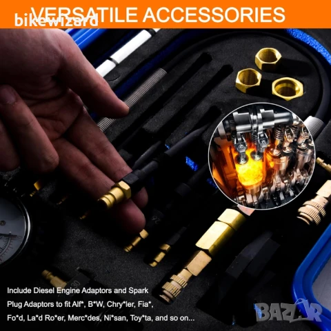 Umelee 46 бр. тестер за компресия и течове за бензинови и дизелови двигатели НОВО, снимка 2 - Други инструменти - 51156319