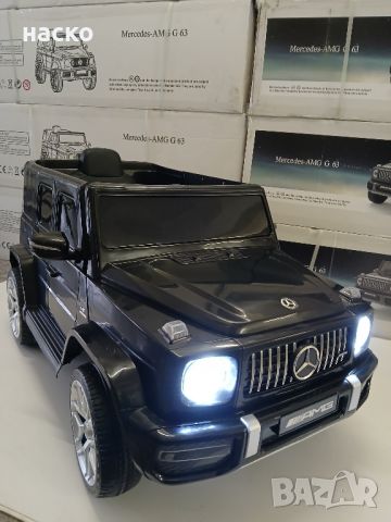 Акумулаторна кола, джип Mercedes AMG G 63 с меки гуми и кожена седалка 12v.