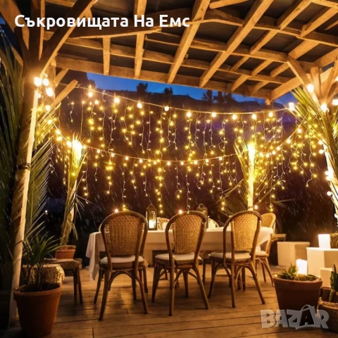 1️⃣2️⃣метра ➖️2️⃣5️⃣ Метра Висящи Коледни Лампи ТИП Завеса  Екстериор/ Интериор 8 Режима на Светене , снимка 3 - Други - 52235619