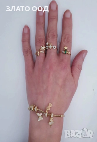 ЗЛАТНИ 14К ТАЛИСМАНИ, стопери, ГРИВНИ тип " PANDORA" , снимка 2 - Гривни - 22138245