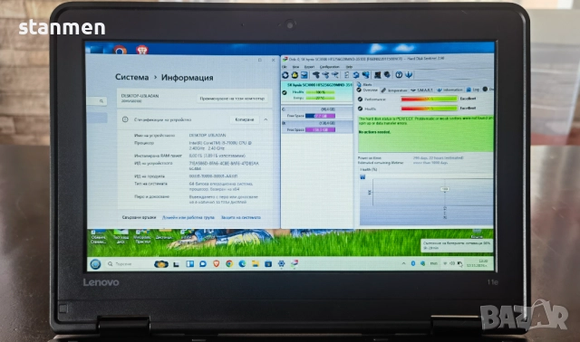 Продавам Гаранционен Lenovo ThinkPad 11e/мат11.6сKам/4х2.4ghzThr/8gbDDR4/SSD256gb/7ч.Бат, снимка 3 - Лаптопи за работа - 52535943