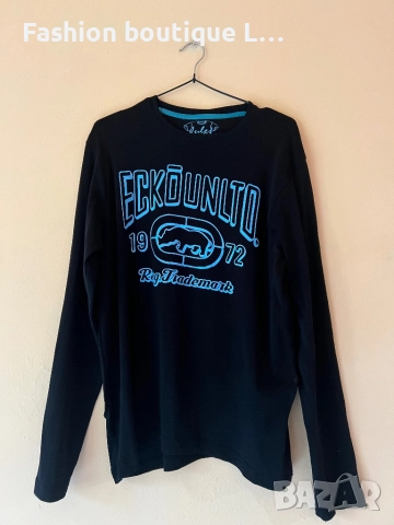 Черна дамска памучна блуза със синя щампа L размер 🖤🩵💙🖤🩵💙