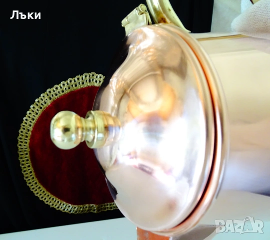 Медна кана с капак,меден чайник,чиста червена мед,печат. , снимка 6 - Антикварни и старинни предмети - 54160253