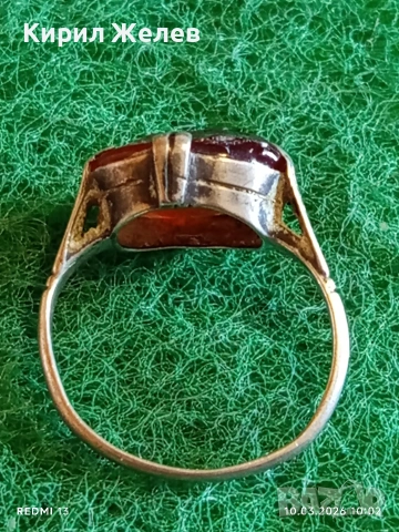 Винтидж сребърен пръстен с инкрустиран камък ЦИТРИН майсторска ръчна изработка 20666, снимка 6 - Пръстени - 53777719