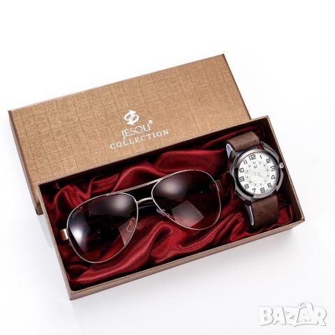 Мъжки подаръчен комплект, красиво опакован ръчен часовник и комплект слънчеви очила 2 в 1 за Свети В, снимка 3 - Подаръци за мъже - 46412414
