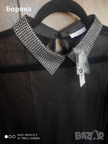 Yamamay нова с етикет блуза с яка с камъни, снимка 2 - Блузи с дълъг ръкав и пуловери - 52065568