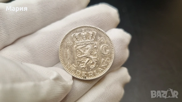 сребърна монета 1 Gulden 1956 г., снимка 5 - Нумизматика и бонистика - 53780037