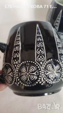 Немски релефни керамични халби кобалт - 500 мл -3 бр, снимка 3 - Антикварни и старинни предмети - 49509371