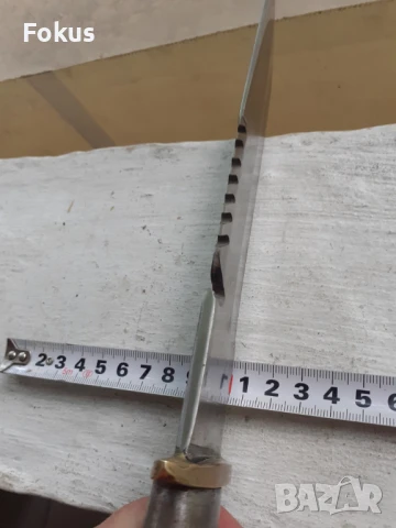 Голям масивен и здрав ловен нож с рогова дръжка - Уникат, снимка 6 - Антикварни и старинни предмети - 51368821