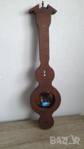Дървен термометър,барометър,часовник и влагометър, снимка 3 - Антикварни и старинни предмети - 45296431