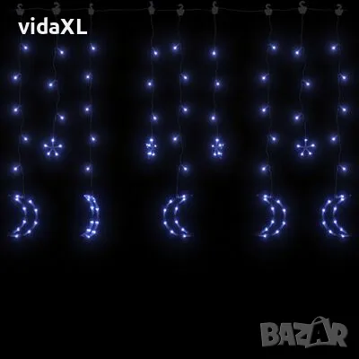 vidaXL Светеща завеса звезди и луни с дистанционно 345 LED синя(SKU:328800), снимка 4 - Декорация за дома - 48485861