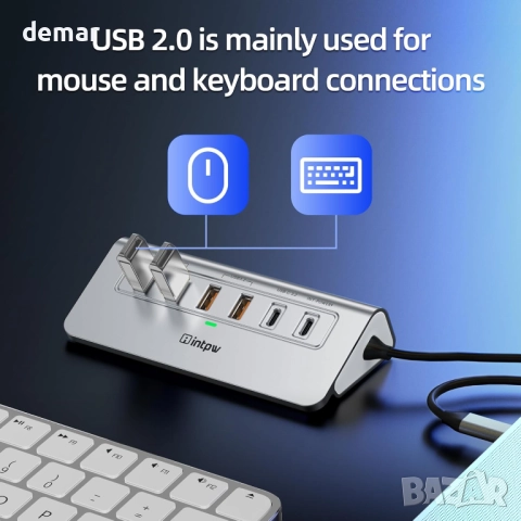 intpw P9R PRO USB C хъб,10-в-1  4K/60Hz HDMI,10Gbps Type C и USB A 3.2, снимка 8 - Кабели и адаптери - 51689684